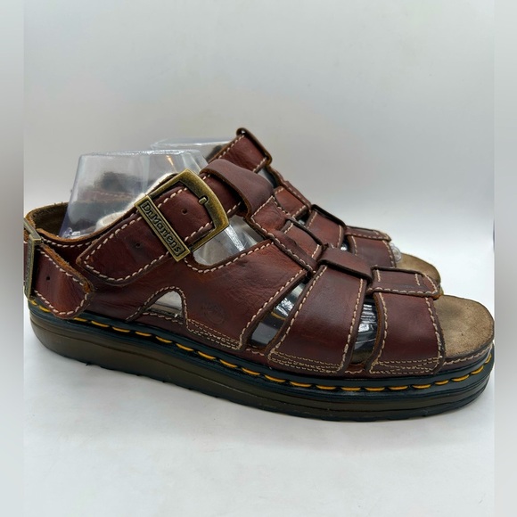 RARE MIE Vintage Dr Martens Fisherman Sandals 90s Brown Leather Mens 12 Y2K - Picture 4 of 17